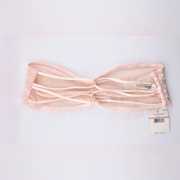 Bundle of 3 Free People Essential Lace Bandeau Bras, Black, Pink, & Ivory, S - Picture 7 of 8